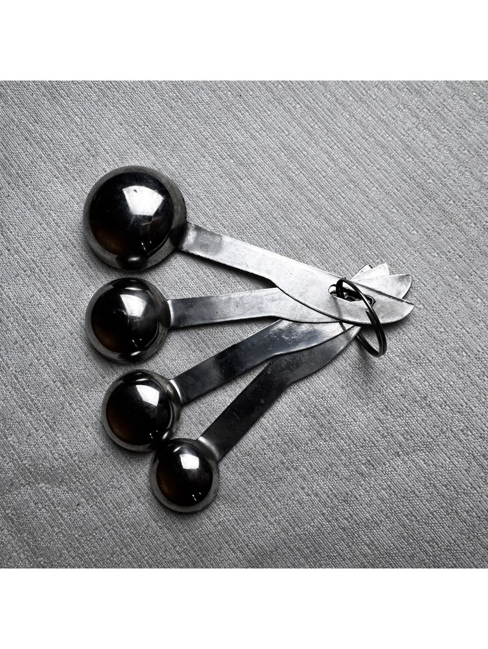 Vintage Stainless Measuring Spoons Set 4 Ringed Kitchen Baking Tool Made India - Picture 4 of 5